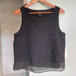 Banana Republic Black Boxy Tank Top with Eyelet Detail